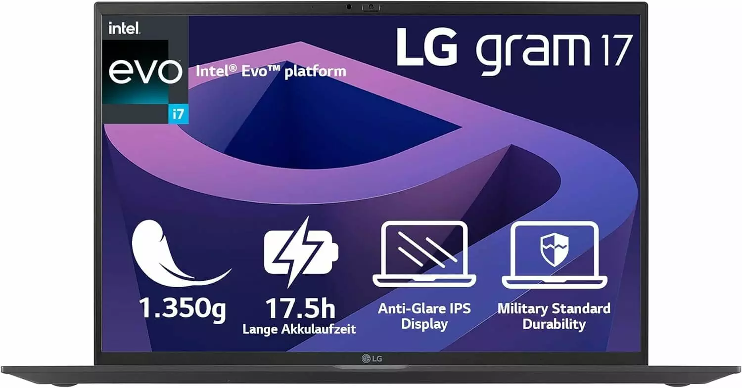 2022 LG Gram 17 Inch Ultralight Notebook - 1,350 g Intel Core i7 Laptop (16GB RAM, 1TB SSD, 17.5h Battery Life, 16:10 Anti-Reflective IPS Display, Thunderbolt 4, Win 11 Home, Mirametrix) - Black