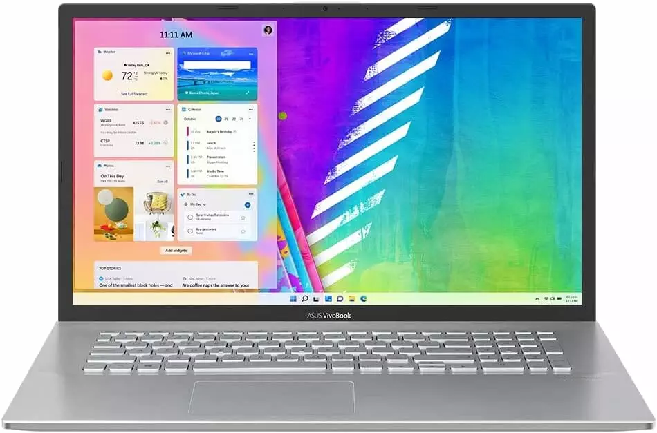 Asus Vivobook 17 Laptop | 17,3 Full-HD Display | Intel Core i7-1065G7 | 16 GB RAM | 512 GB SSD | Windows 11 | QWERTZ Tastatur | Transparent Silver | USB-C | HDMI