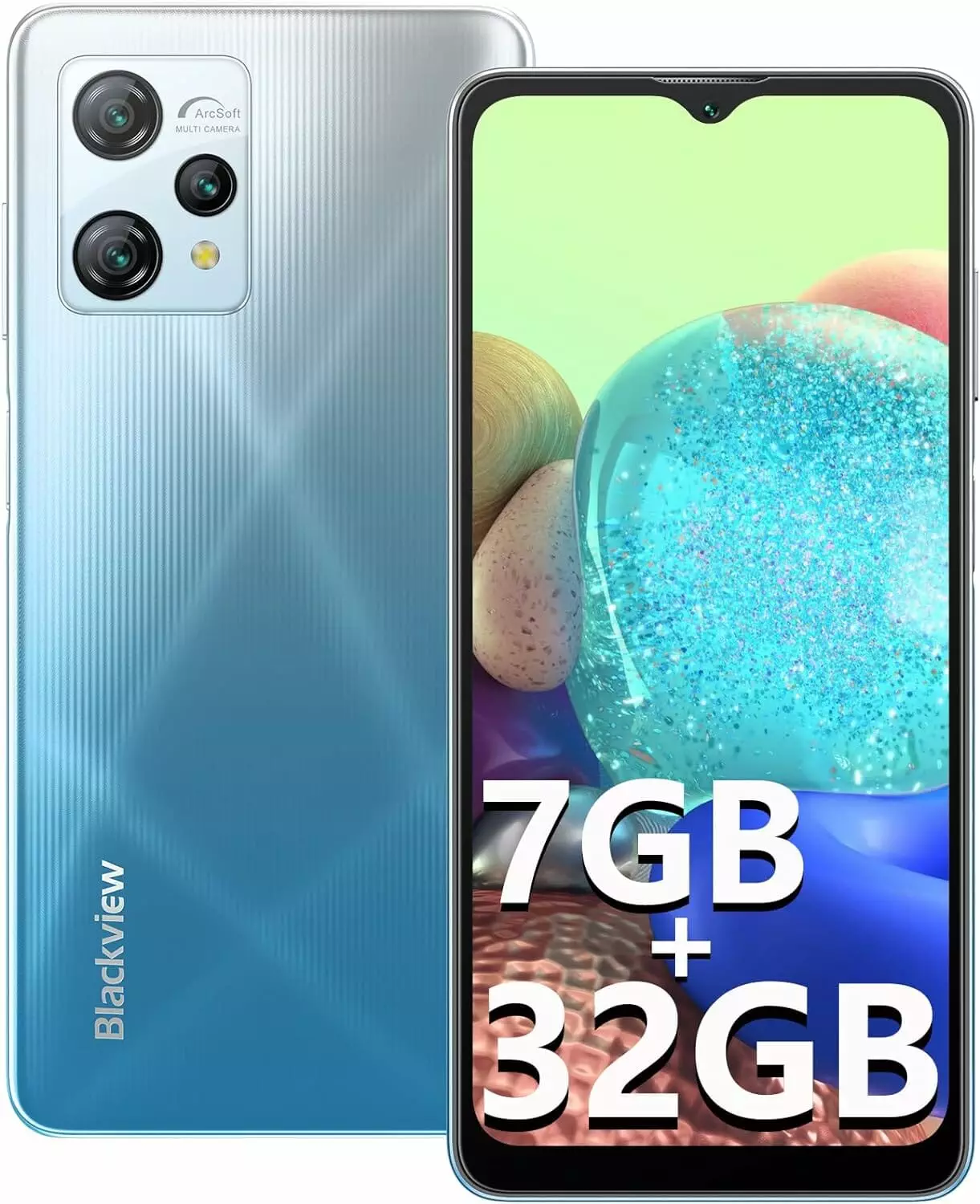 Blackview A53 (2023) Mobile Phone Without Contract, 7GB+ 32GB/256GB Expandable 2.0 GHz Processor, 5080 mAh 6.5 Inch HD+ Display Android 12 Cheap Smartphone 4G, 12MP + 8MP Panorama Camera, Dual SIM 3