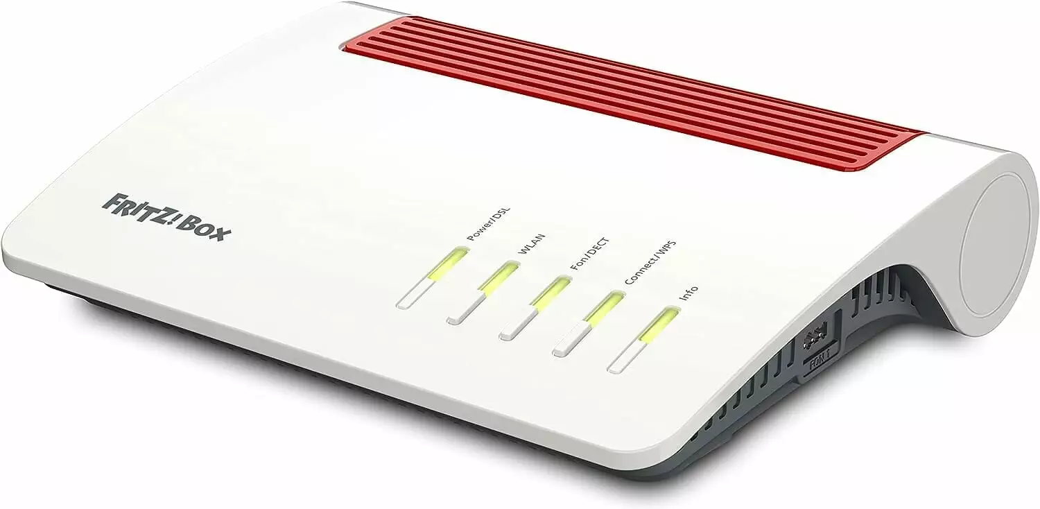 AVM FRITZ!Box 7590 AX (Wi-Fi 6 Router with 2,400 Mbps (5GHz)  1,200 Mbps (2.4 GHz), up to 300 Mbps with VDSL Supervectoring 35b, WLAN Mesh, DECT Base, German Version