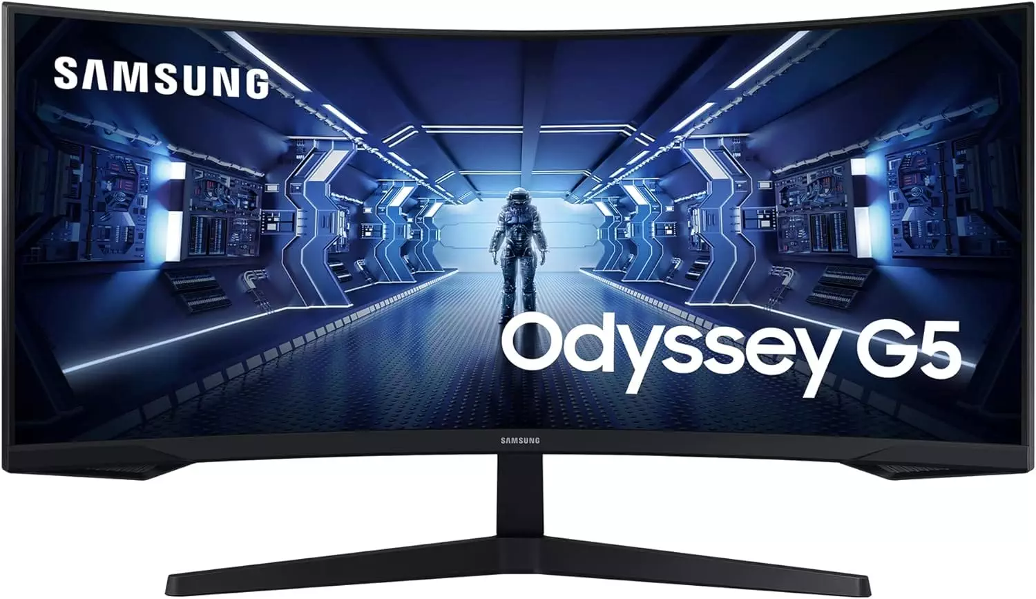 Samsung Gaming Monitor G5 C34G55TWWP, 34 Inches, VA Panel, UWQHD Resolution, AMD FreeSync Premium, Curvature 1000R, Refresh Rate 165Hz, Response Time 1ms, Black