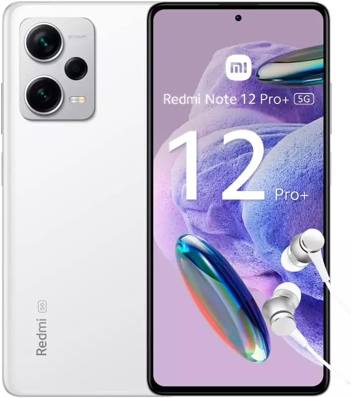 Xiaomi Redmi Note 12 Pro+ 5G Smartphone + Headphones, 8 + 256 GB, Mobile Phone without Contract, 6.67 Inch FHD+ Flow AMOLED DotDisplay, 5,000 mAh, 200 MP Camera, 120 W Hyper-Charging, Dual SIM, Polar
