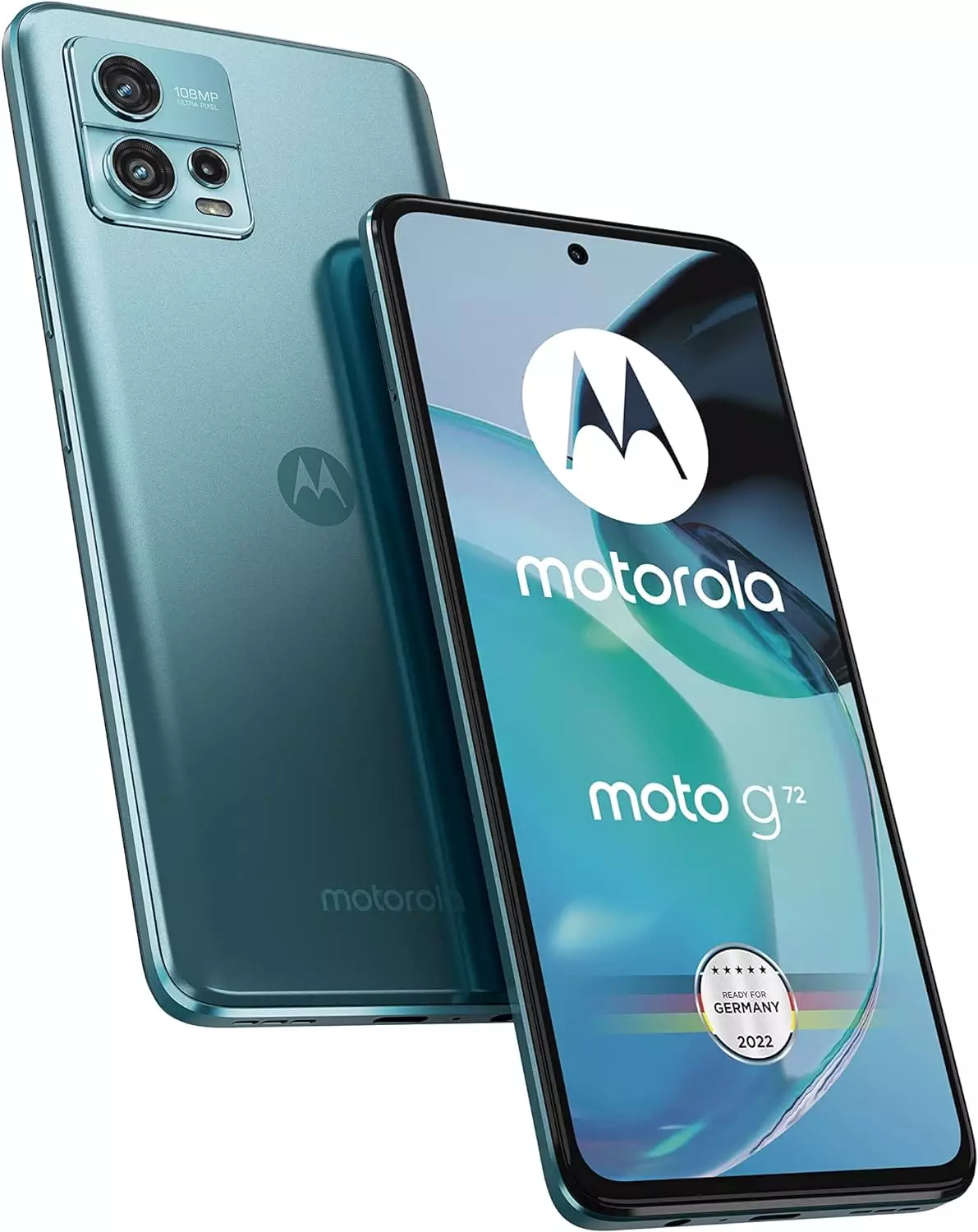 MOTOROLA moto g72 Smartphone (6,6-FHD+-Display,108-MP-Kamera,6/128 GB,5000 mAh, Android 12), Polar Blue, inkl. Schutzcover + KFZ-Adapter [Exklusiv bei Amazon]